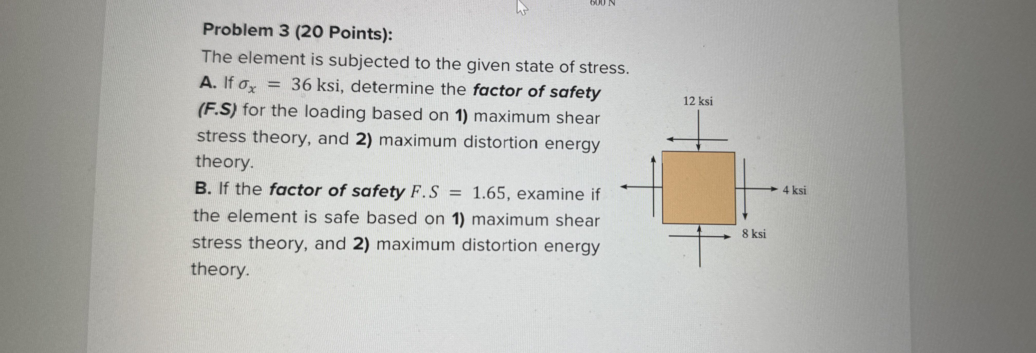 Problem 3 ( 2 0 Points ) : The element is