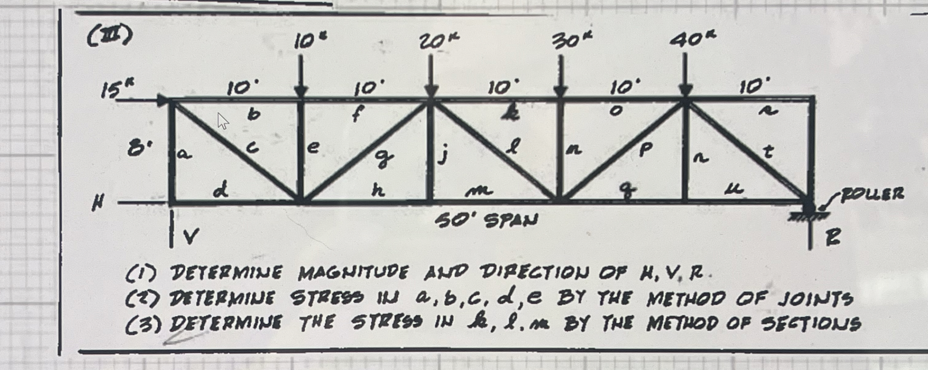 ( 1 ) DETERMINE MAGNITUDE AND DIRECTION OF H , V