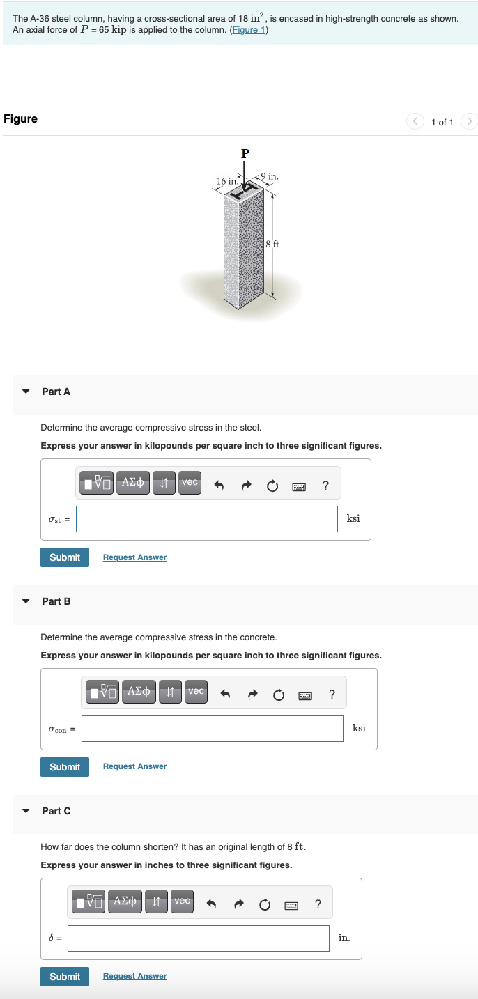 Figure Part A Determine the average compressive