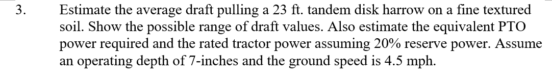 3 . Estimate the average draft pulling a 2 3 ft .