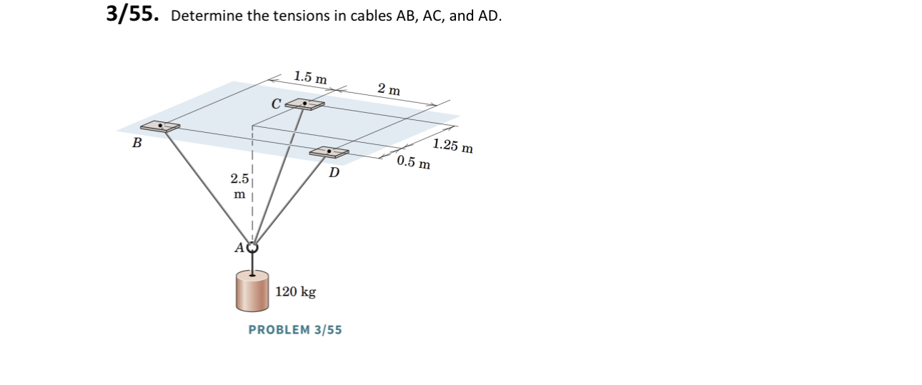 3 5 5 . Determine the tensions in cables A B , A