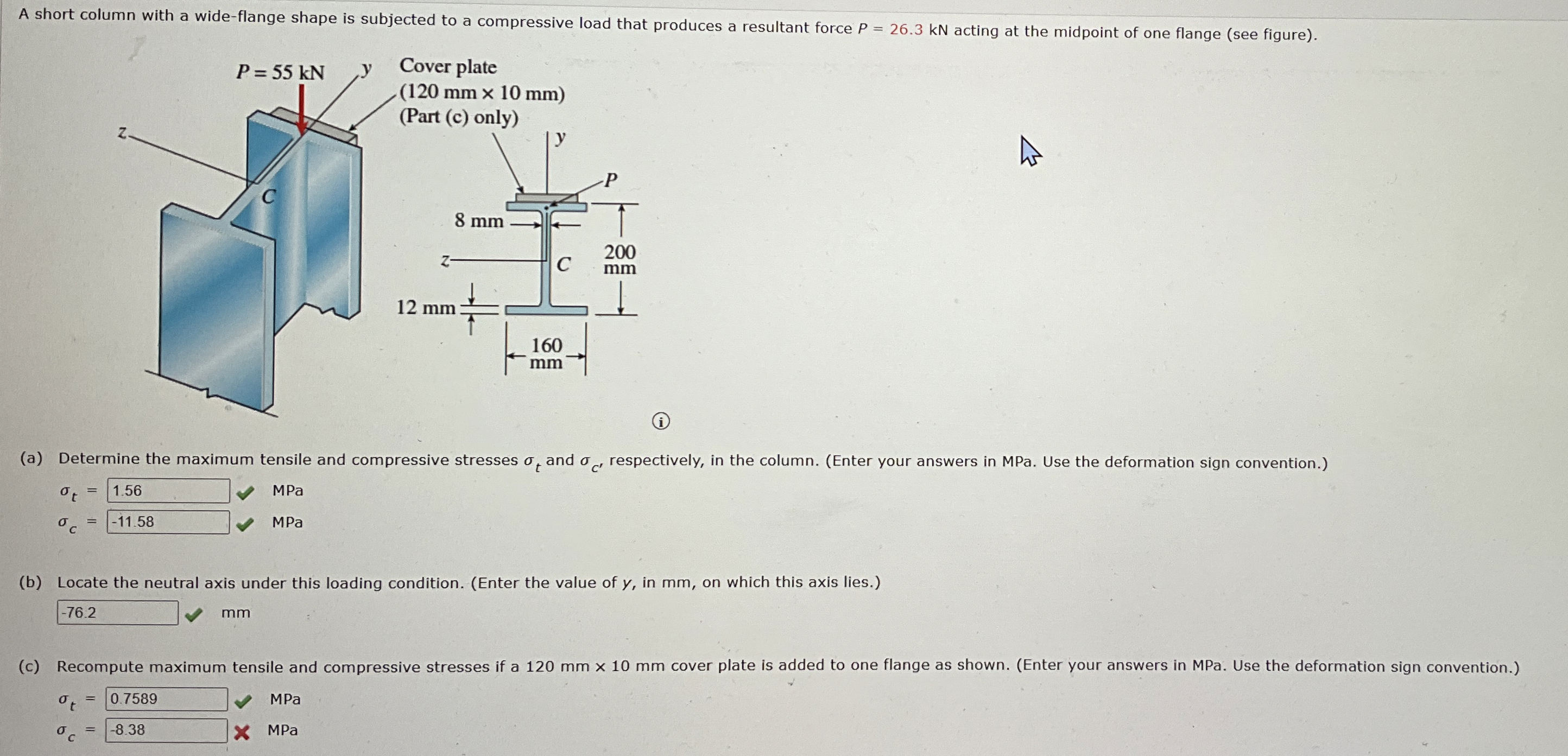A short column with a wide - flange shape is