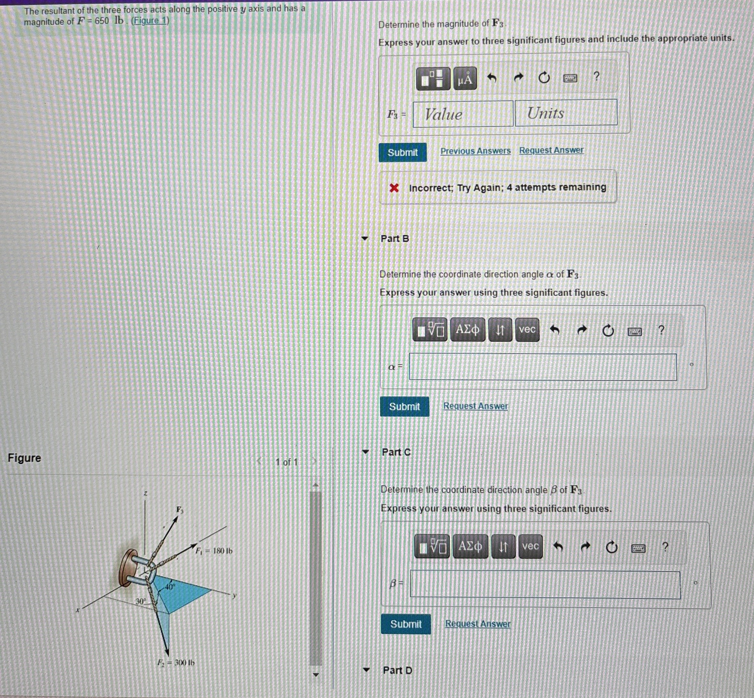 The resultant of the three forces acts along the