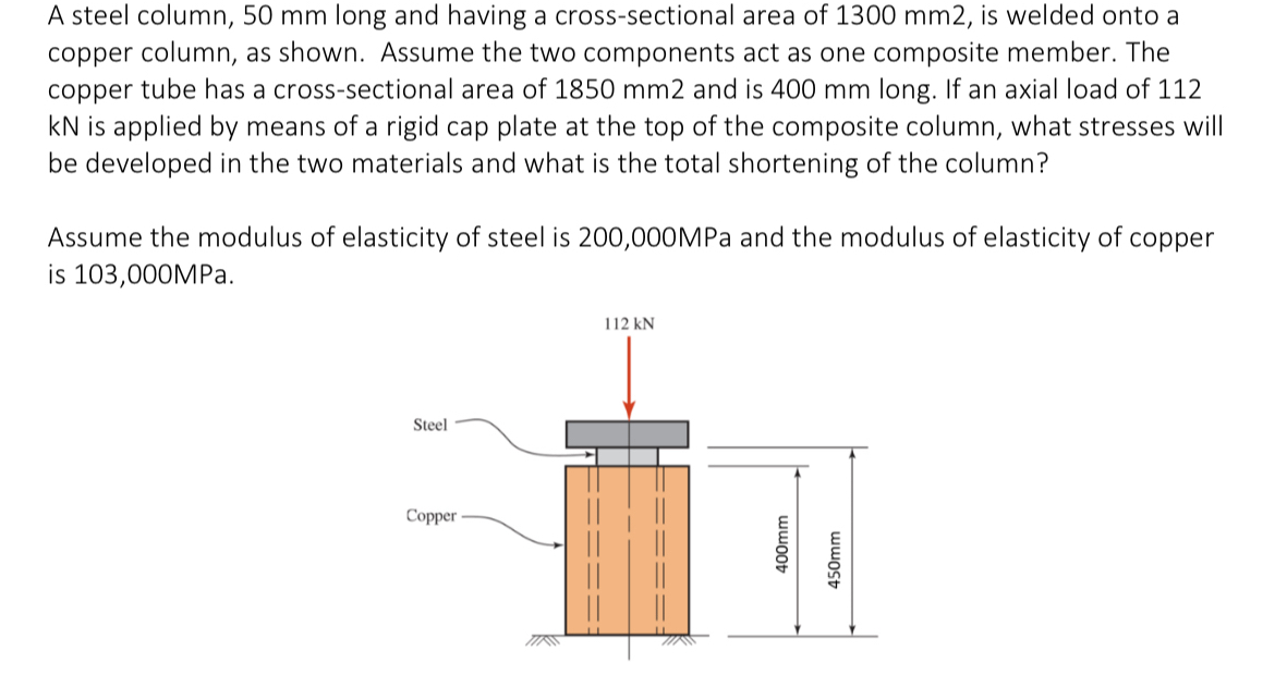 A steel column, 5 0 m m long and having a cross -