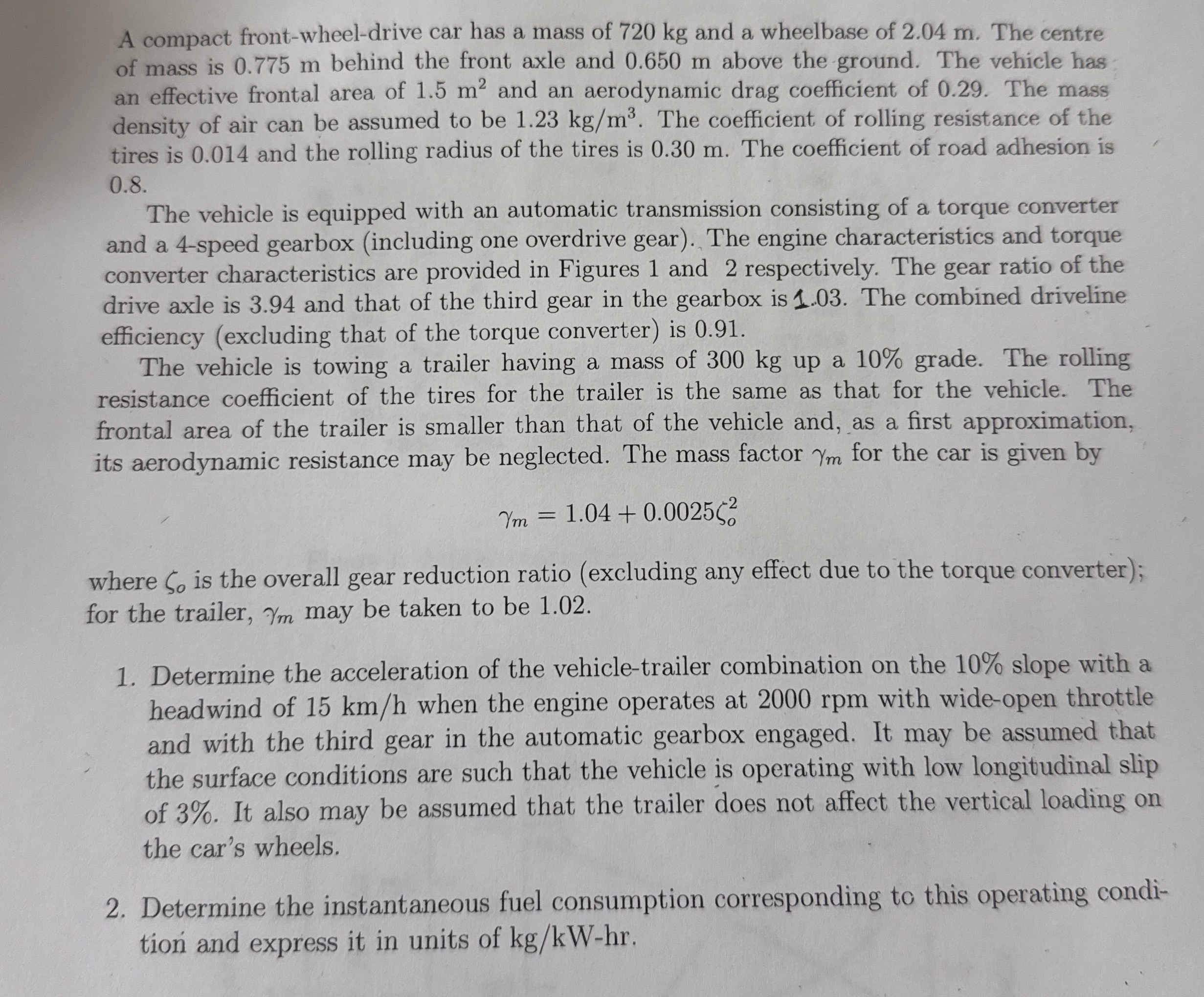 A compact front - wheel - drive car has a mass of