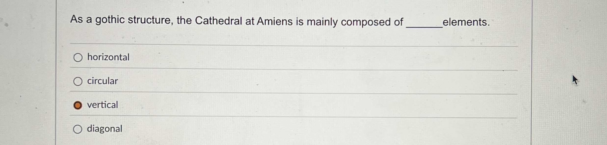 As a gothic structure, the Cathedral at Amiens is
