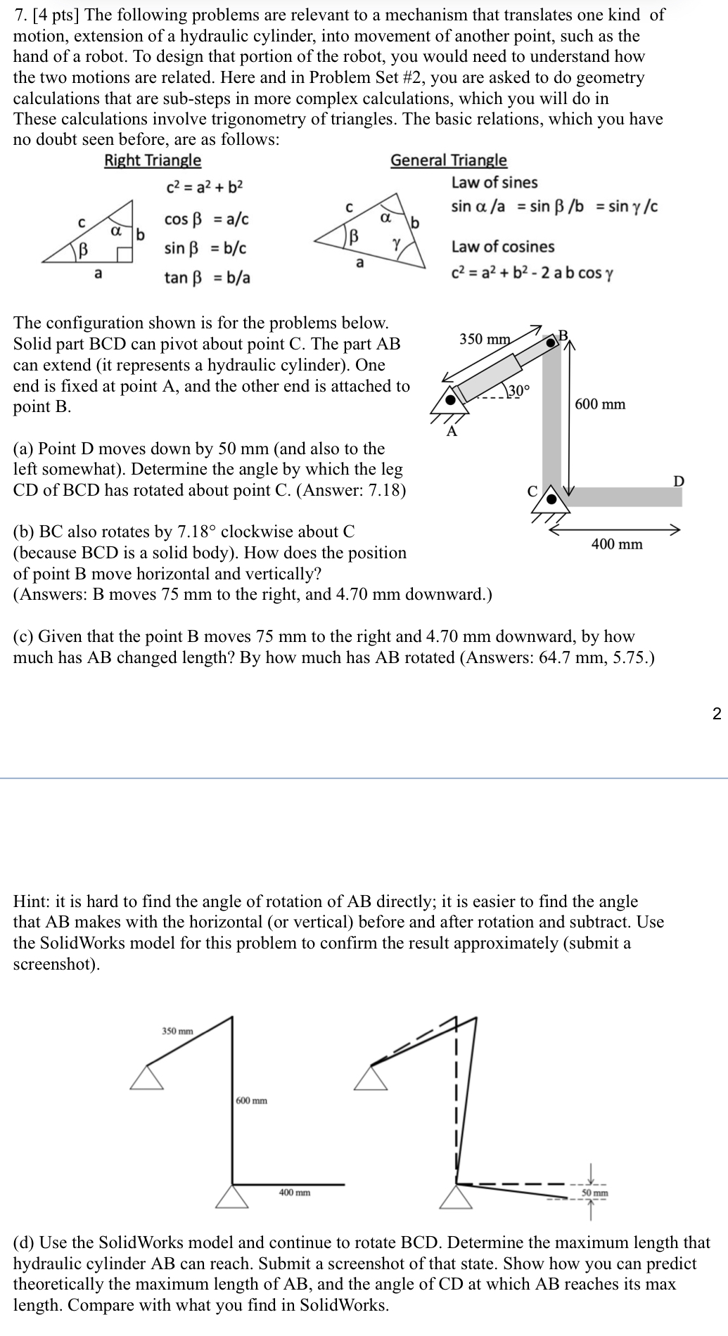 The configuration shown is for the problems