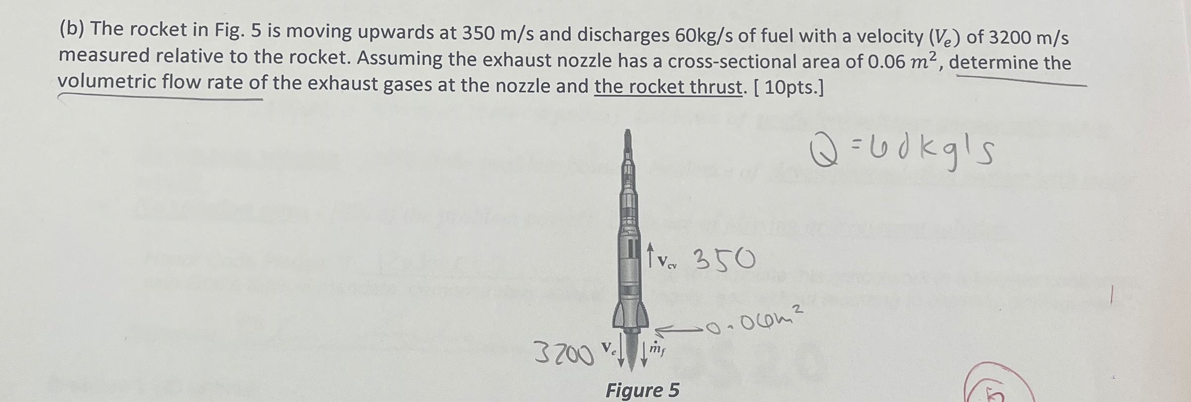 ( b ) The rocket in Fig. 5 is moving upwards at 3