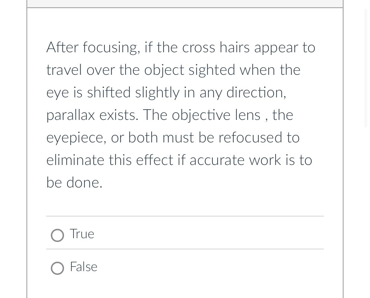 After focusing, if the cross hairs appear to
