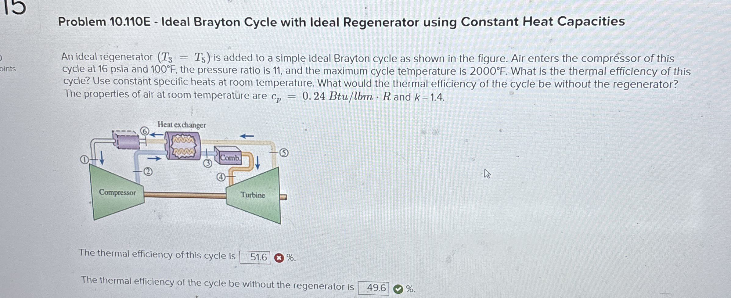 Problem 1 0 . 1 1 0 E - Ideal Brayton Cycle with