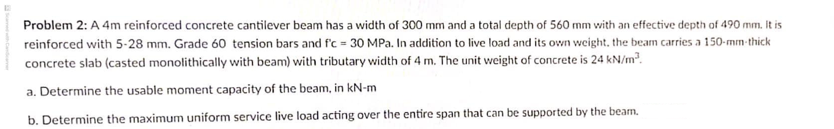 USE NSCP 2 0 1 5 Problem 2 : A 4 m reinforced