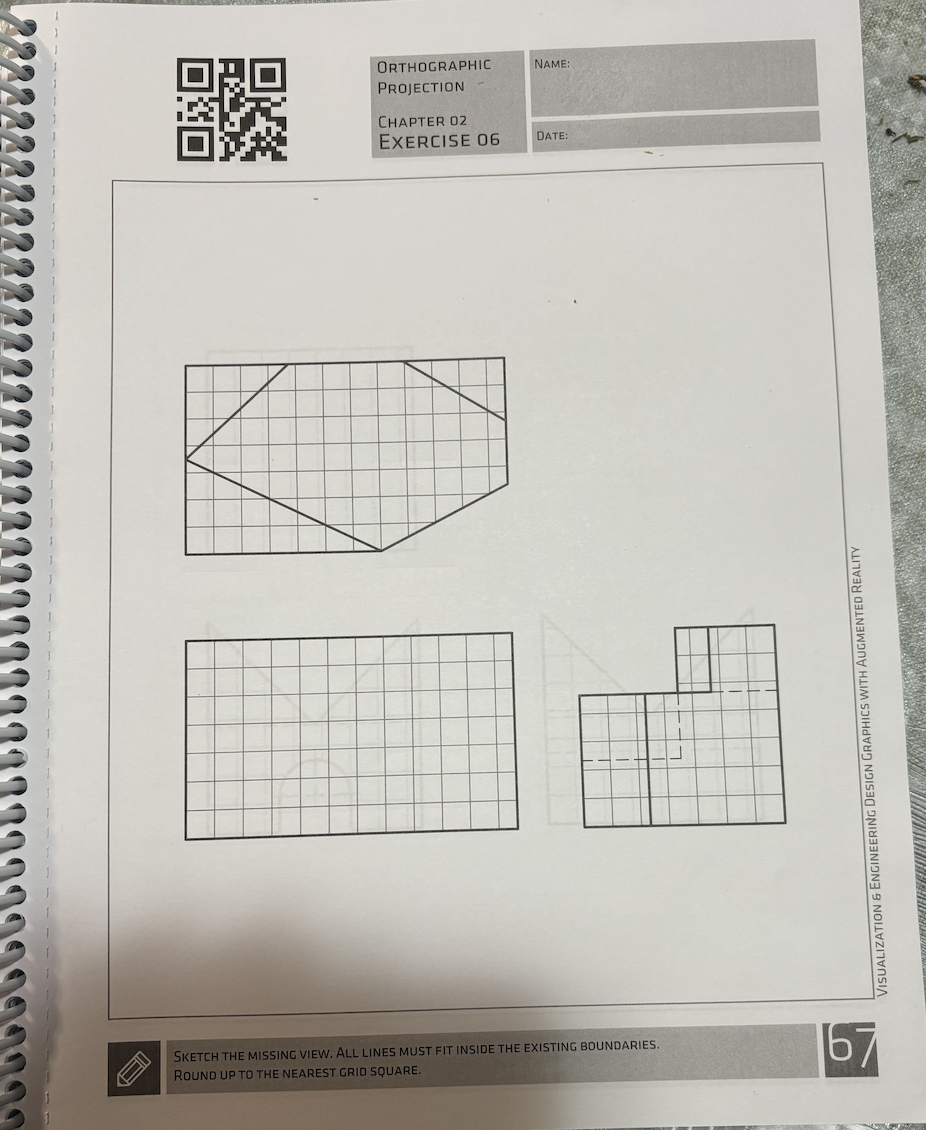 SKETCH THE MISSING 3 D VIEW from the information