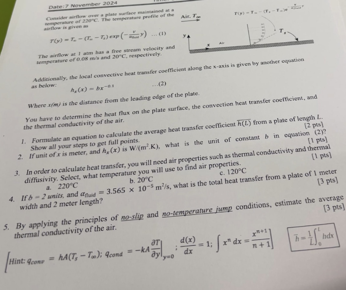 Consider airflow over a plate surface maintained