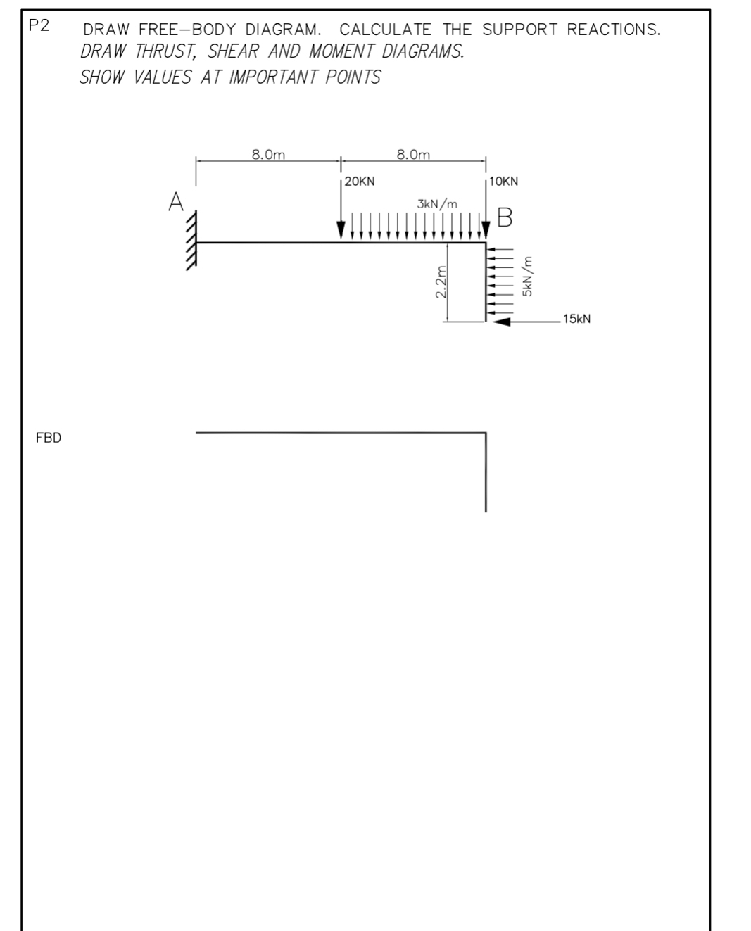 P 2 DRAW FREE - BODY DIAGRAM. CALCULATE THE