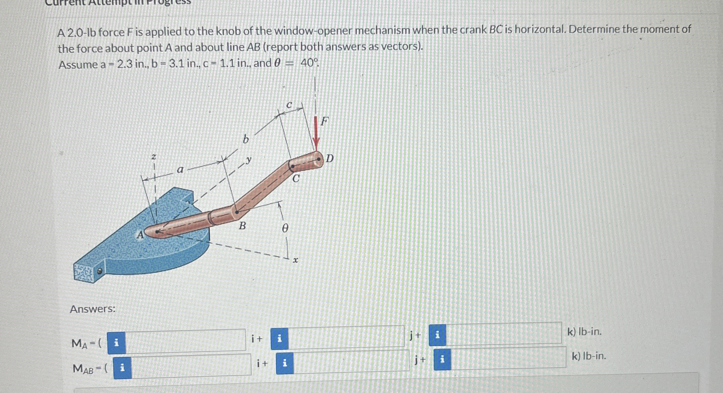 A 2 . 0 - 1 b force F is applied to the knob of