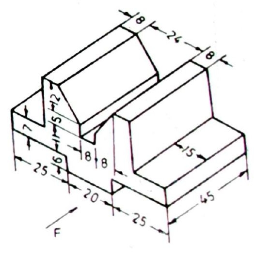 1 . Draw Front View, Top view and Side view for