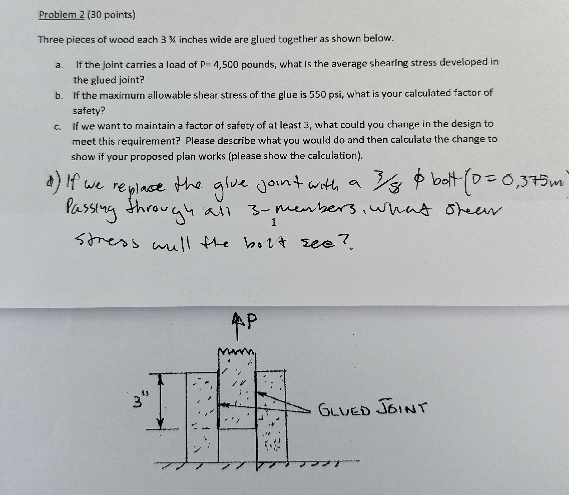 Problem 2 ( 3 0 points ) Three pieces of wood