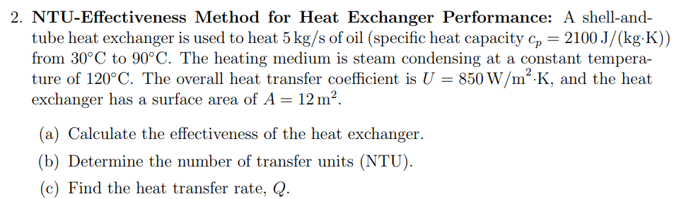 NTU - Effectiveness Method for Heat Exchanger