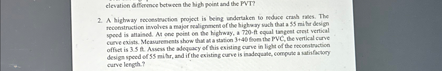 elevation difference between the high point and