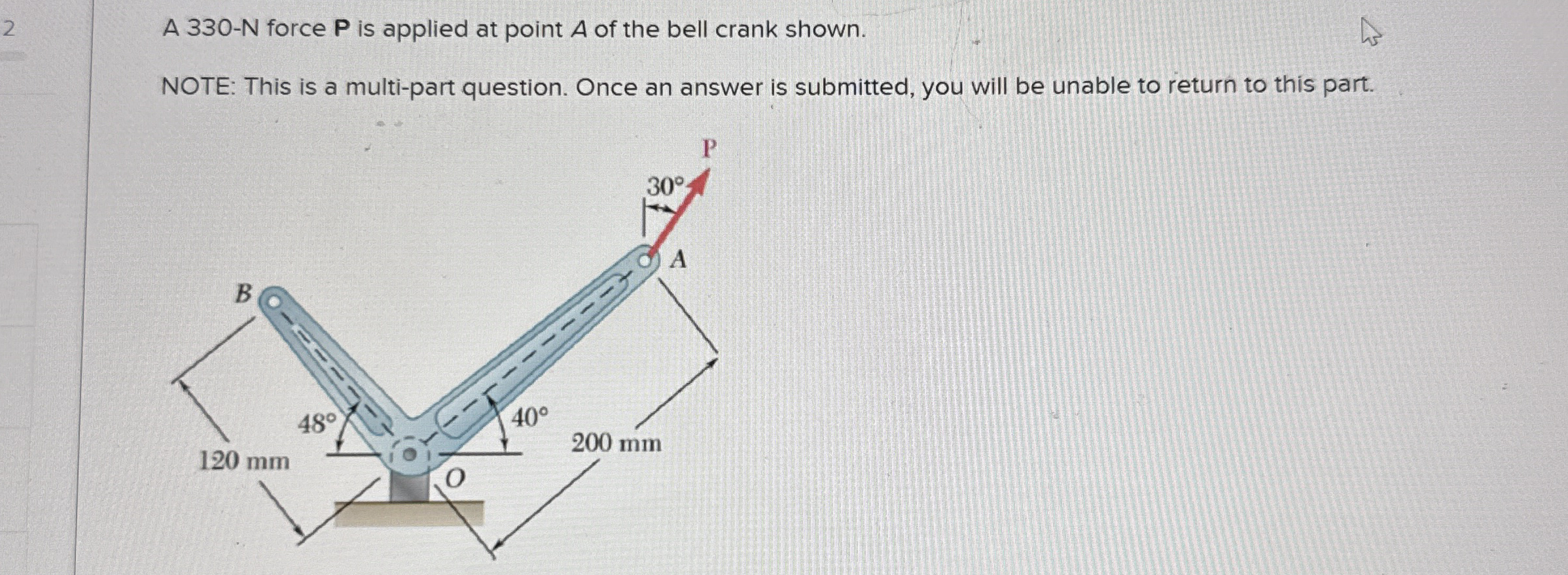 2 A 3 3 0 - N force P is applied at point A of