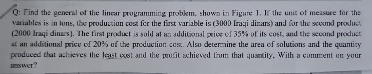 Q: Find the general of the linear programming