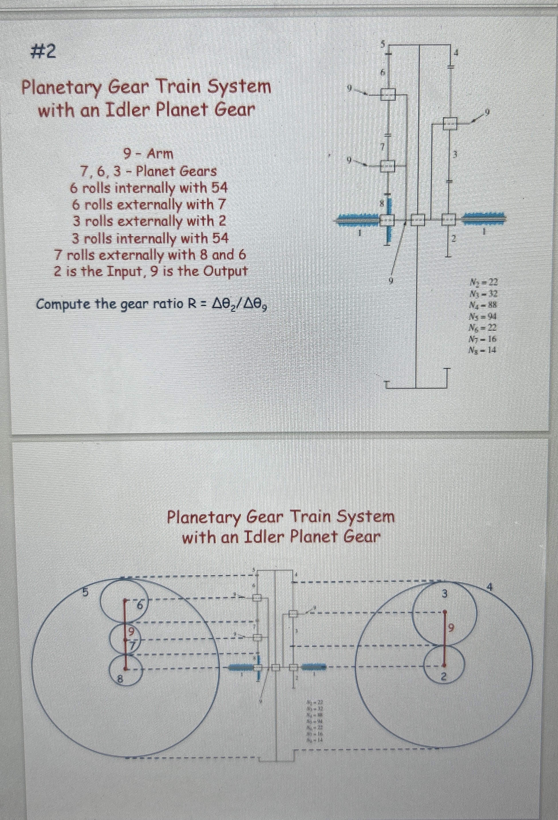 # 2 Planetary Gear Train System with an Idler