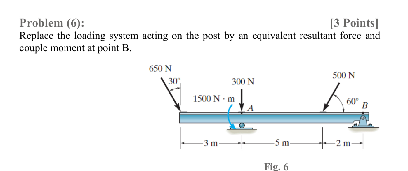 Problem ( 6 ) : [ 3 Points ] Replace the loading