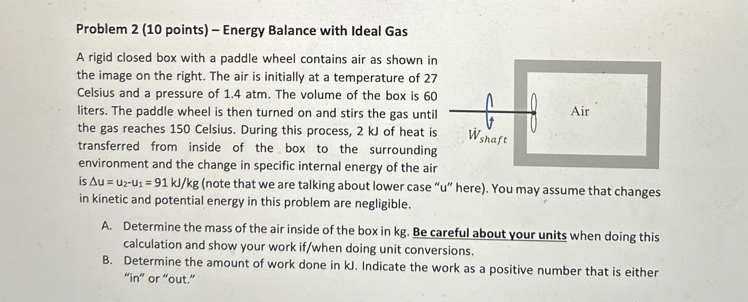 Problem 2 ( 1 0 points ) - Energy Balance with