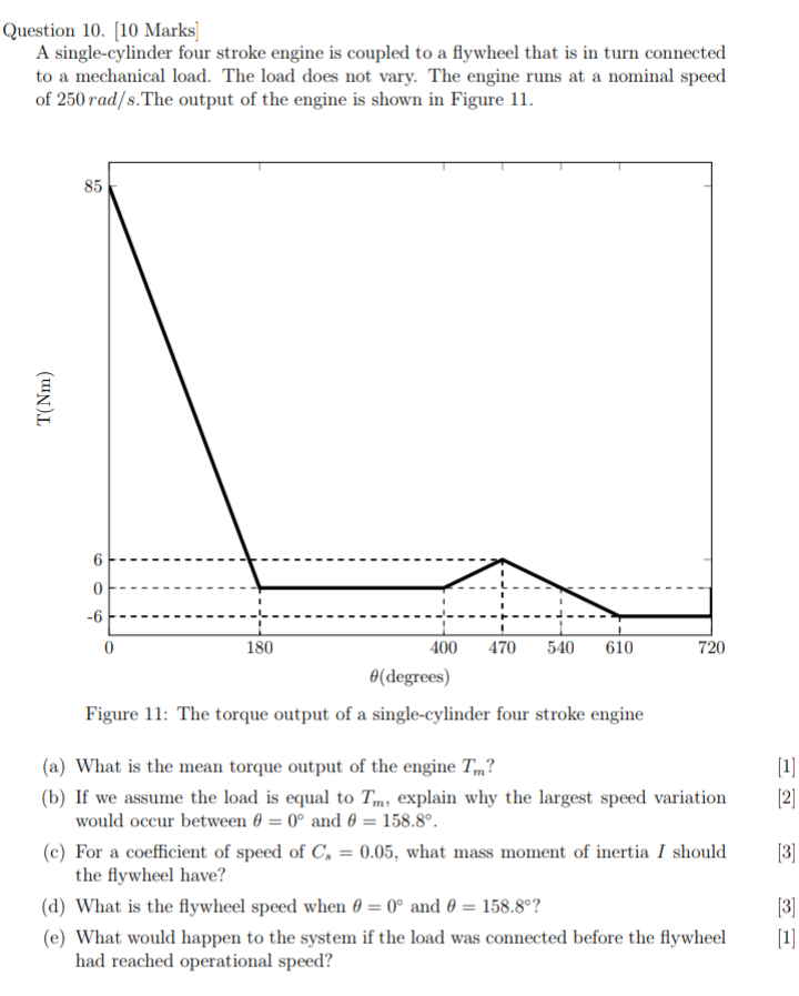 Question 1 0 . [ 1 0 Marks ] A single - cylinder