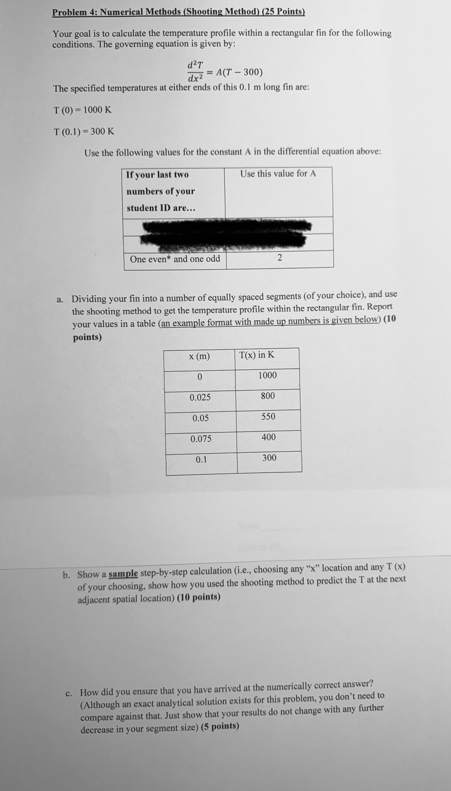 Problem 4 : Numerical Methods ( Shooting Method )