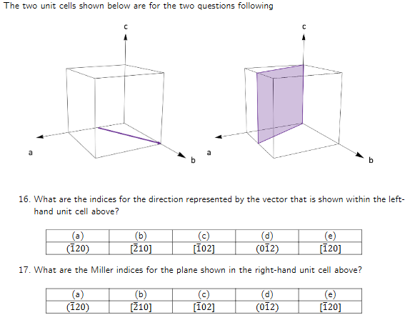 The two unit cells shown below are for the two