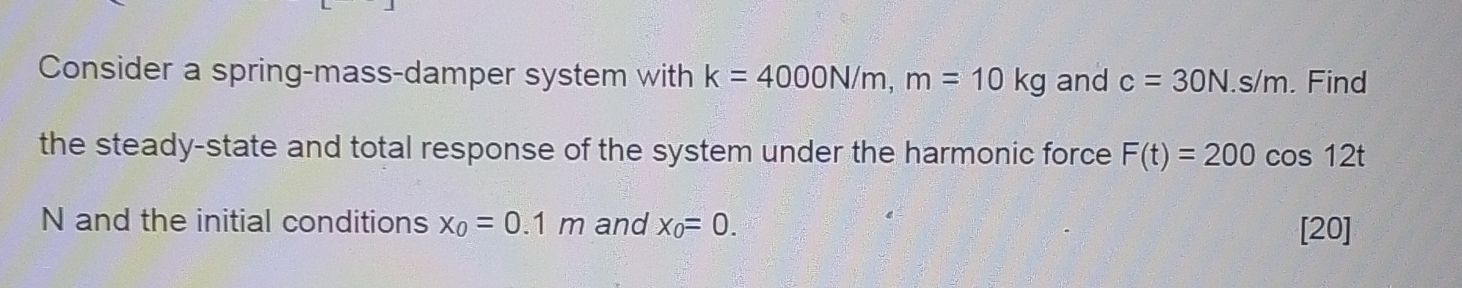 Consider a spring - mass - damper system with k =