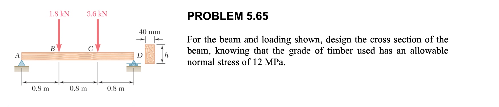 PROBLEM 5 . 6 5 For the beam and loading shown,
