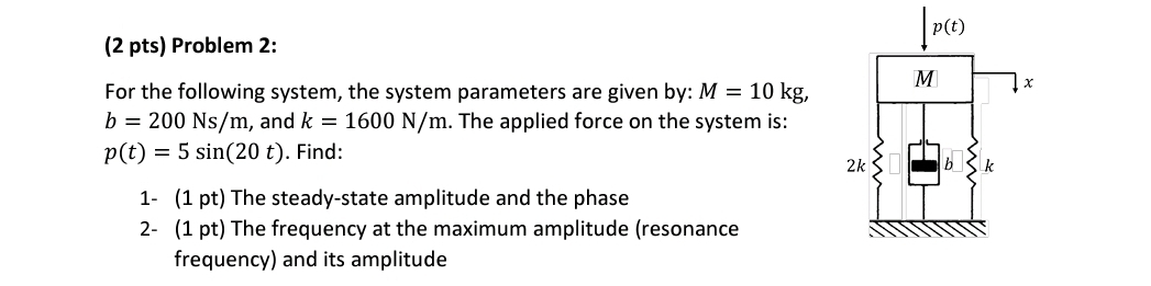 ( 2 pts ) Problem 2 : For the following system,