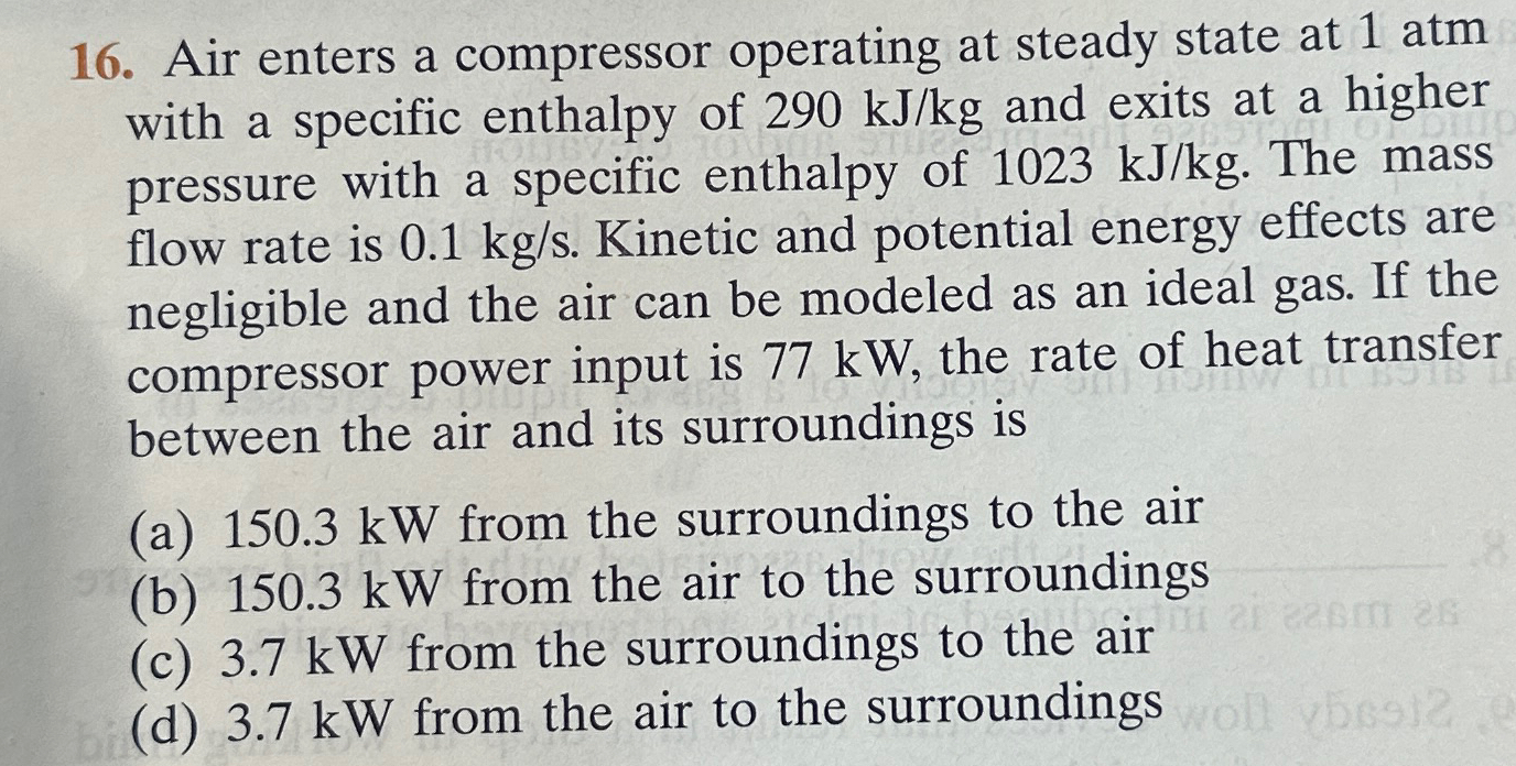 Air enters a compressor operating at steady state