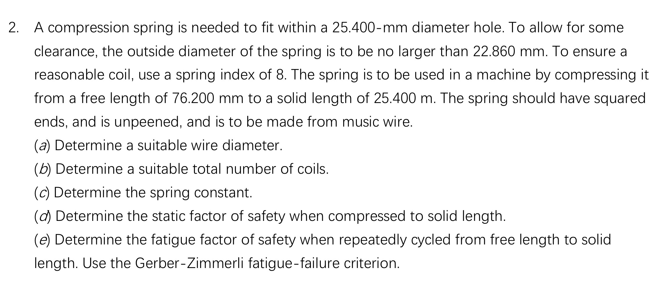 A compression spring is needed to fit within a 2