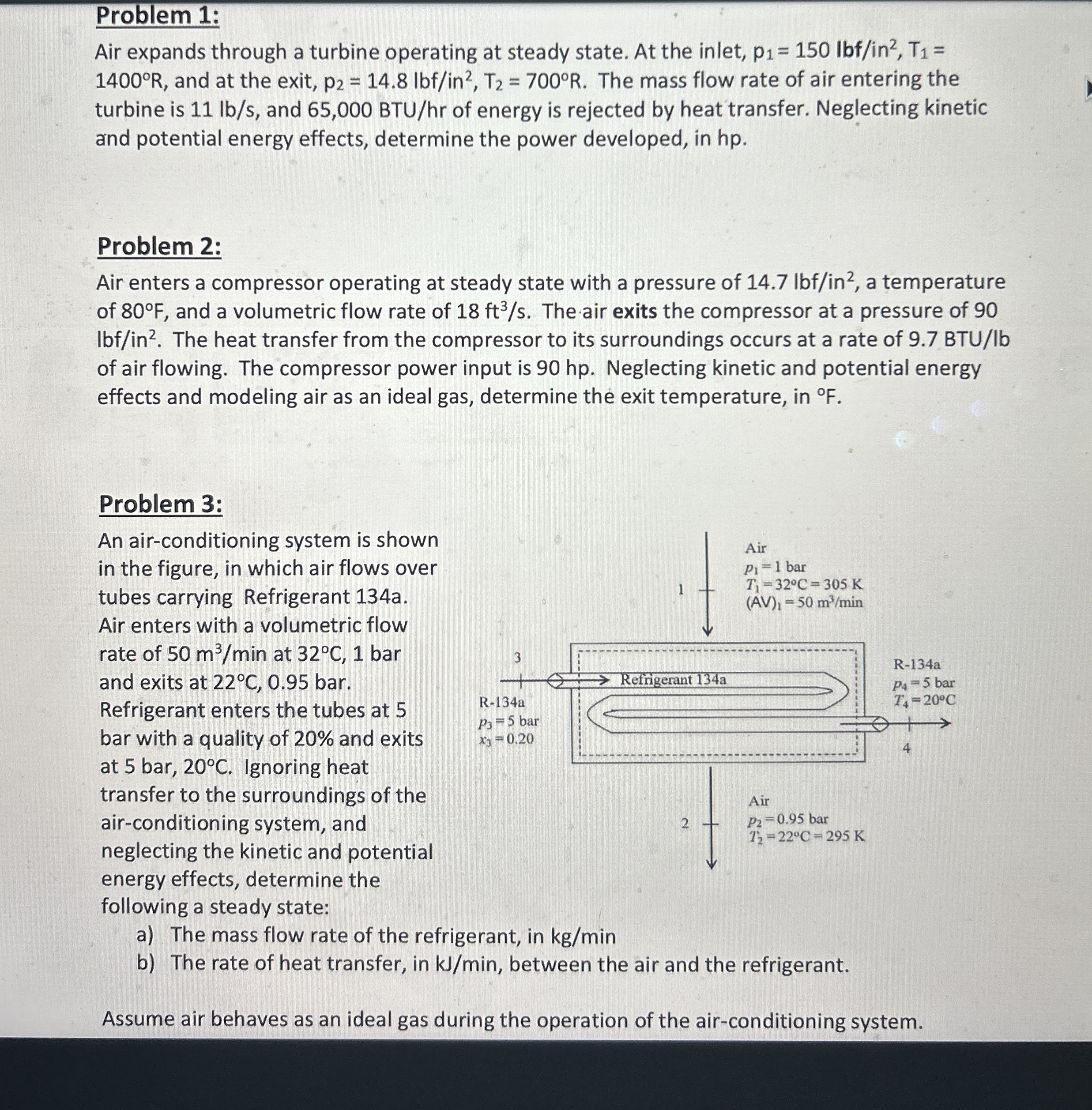 Problem 1 : Air expands through a turbine