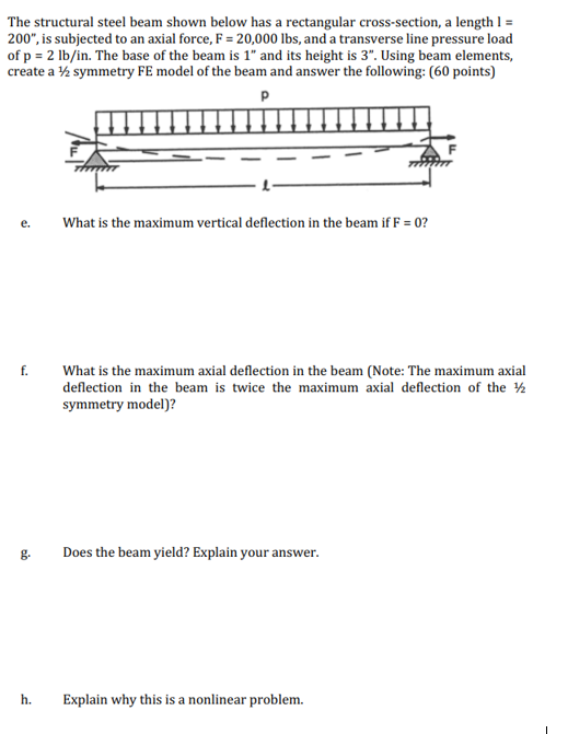 The structural steel beam shown below has a