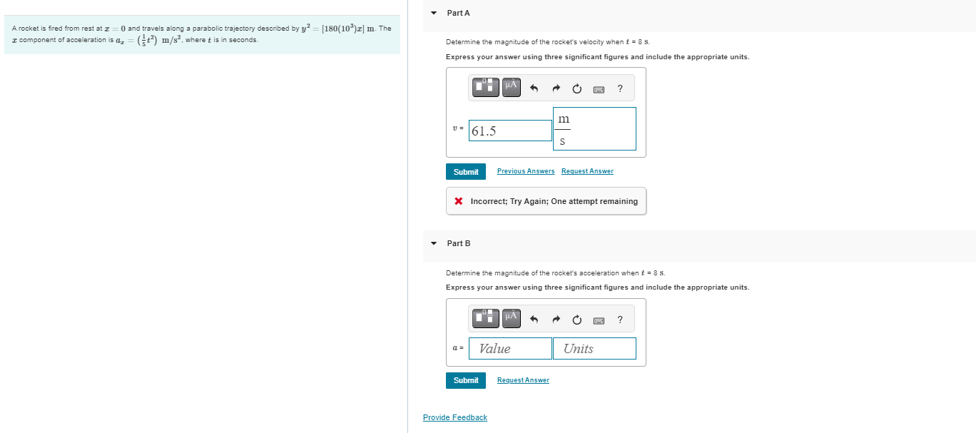 A rocket is fired from rest at x = 0 and travels