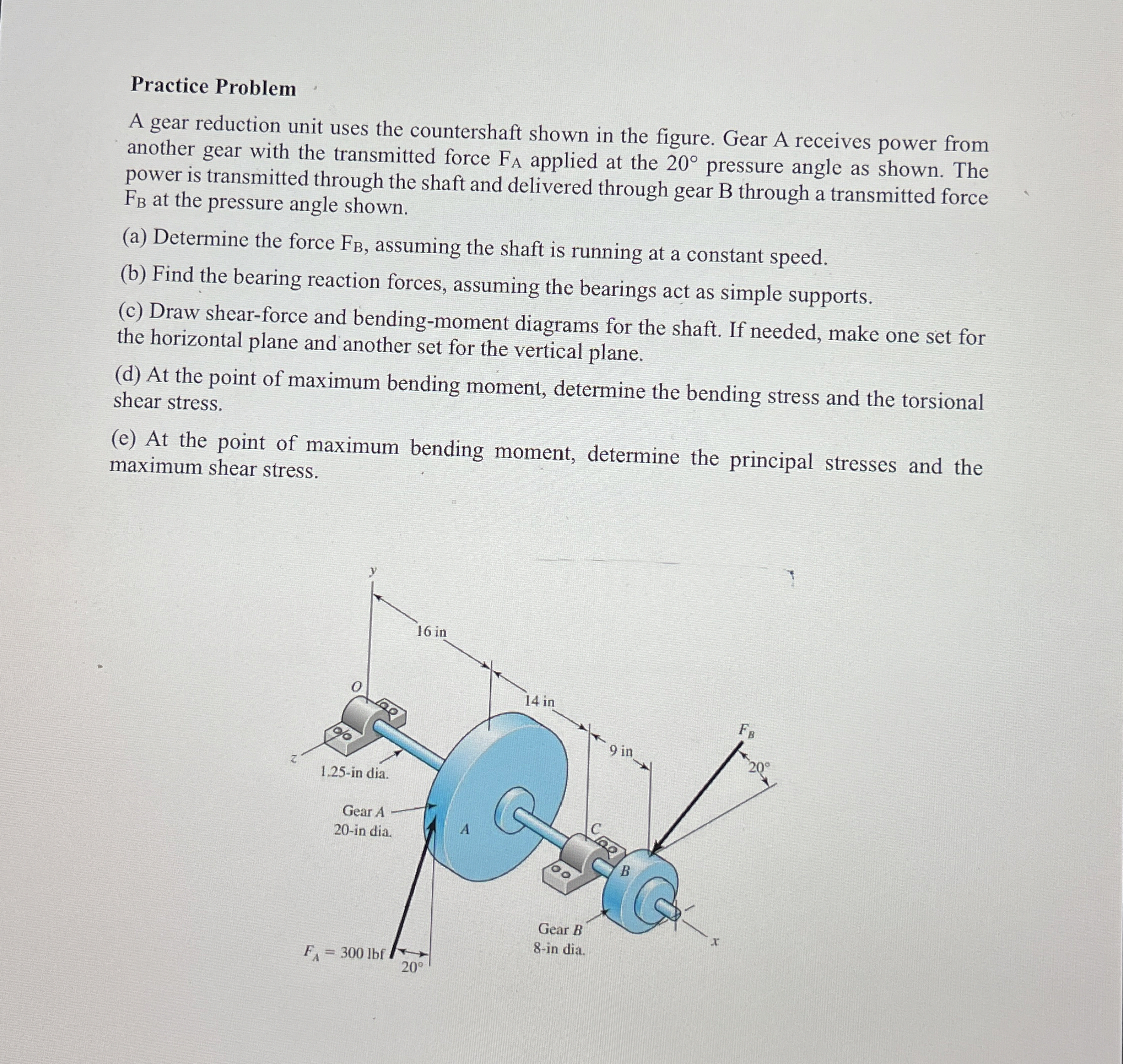 Practice Problem A gear reduction unit uses the