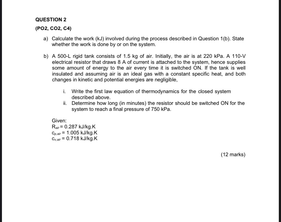 QUESTION 2 ( PO 2 , CO 2 , C 4 ) a ) Calculate