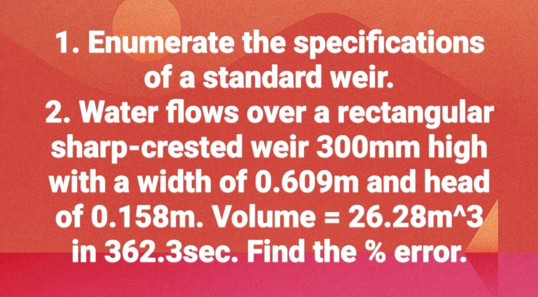 1 . Enumerate the specifications of a standard