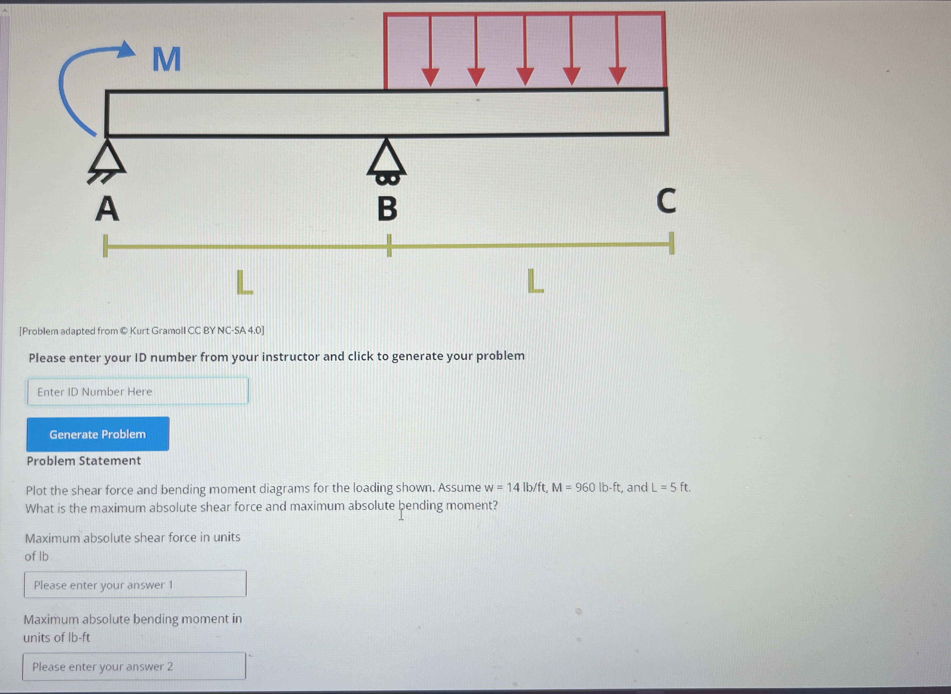 [ Problem adapted from ( C Kurt Gramoll CC BYNC -