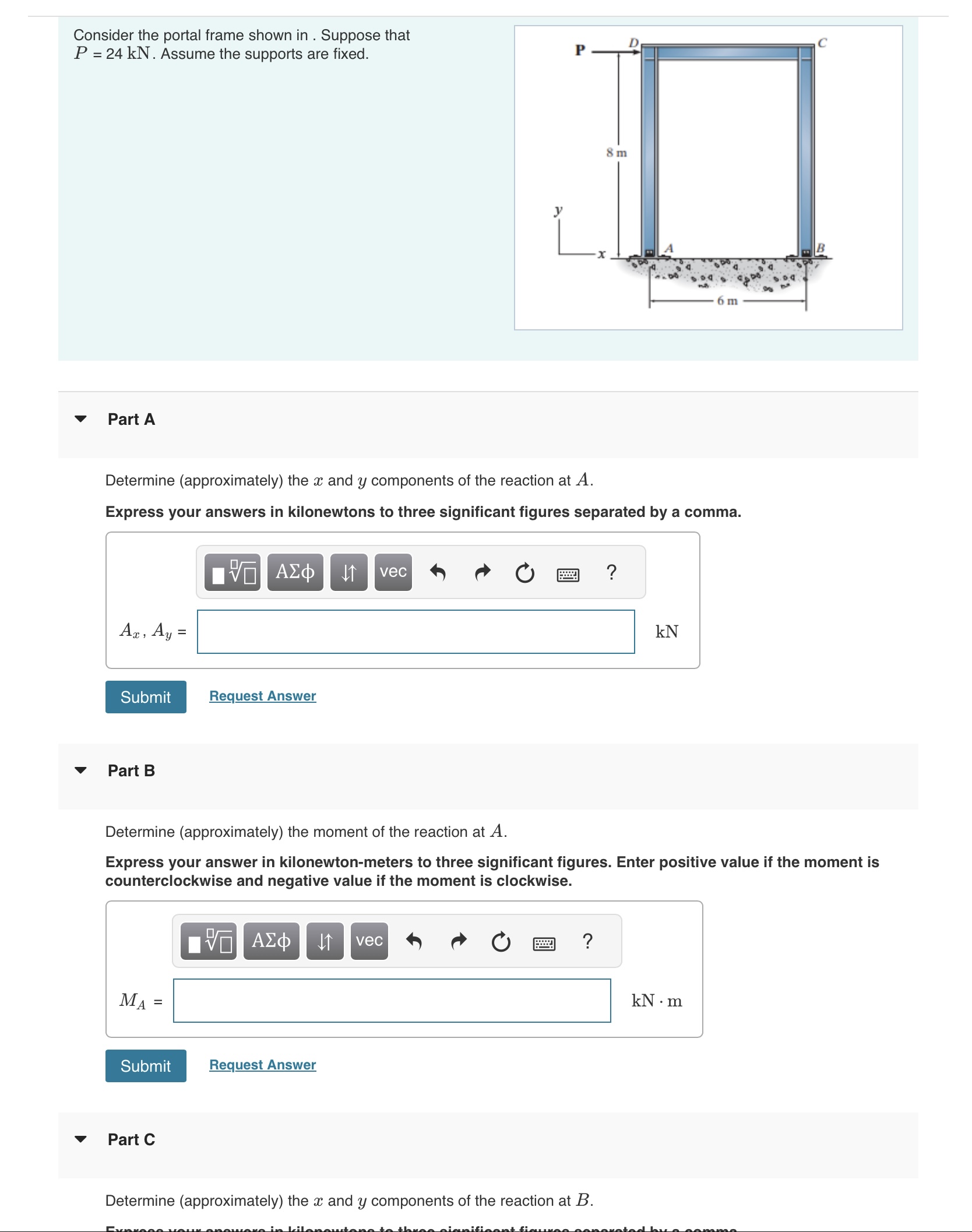 Consider the portal frame shown in . Suppose that