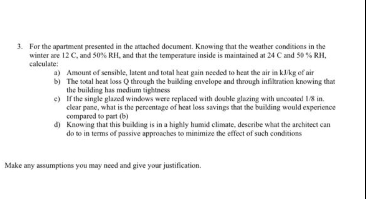 For the apartment presented in the attached