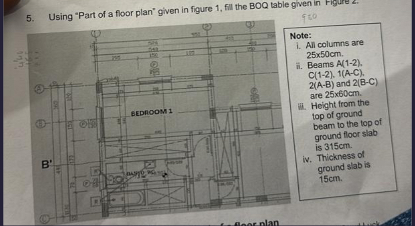 Using "Part of a floor plan" given in figure 1 ,