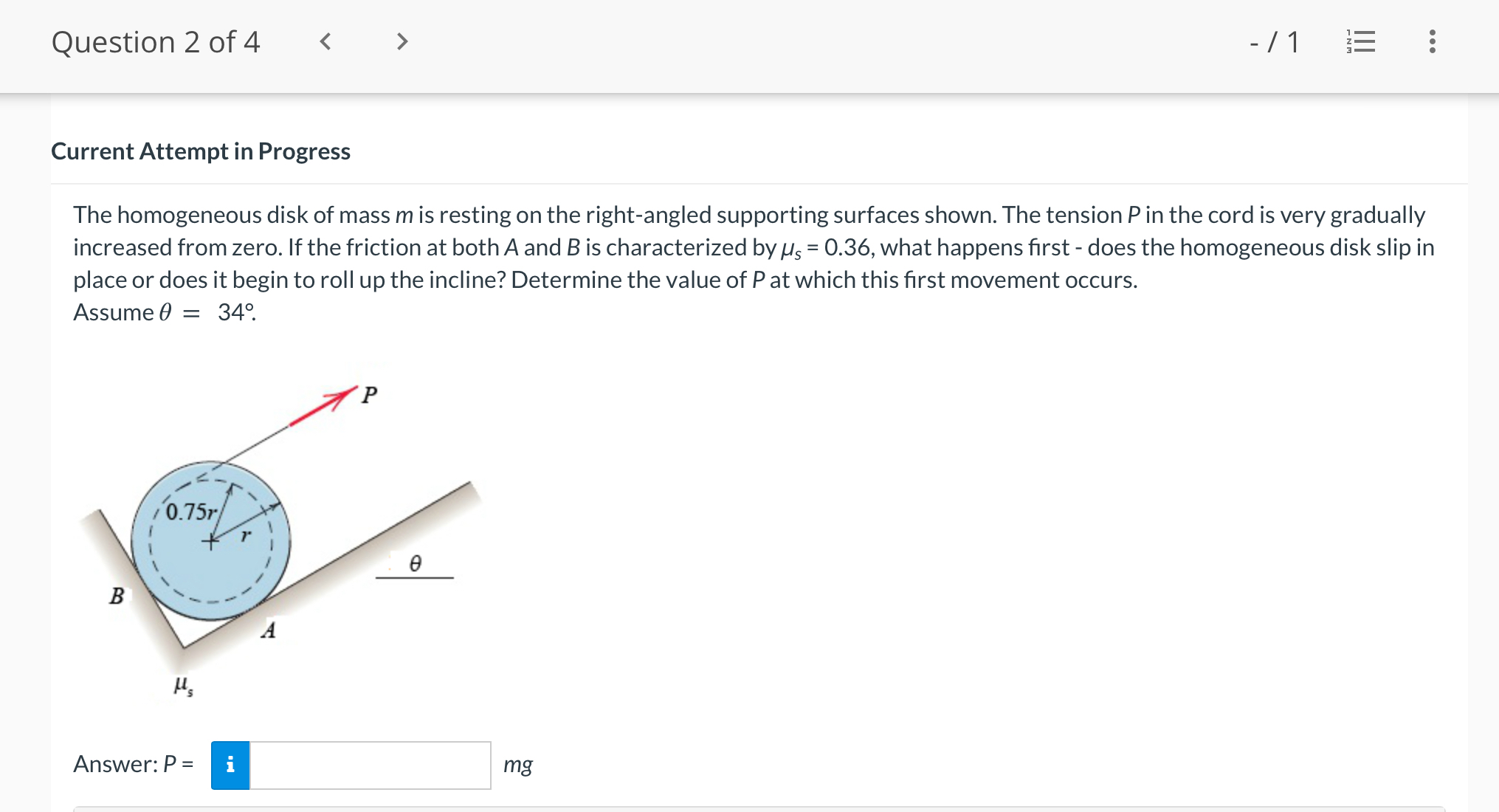 Question 2 of 4 / 1 Current Attempt in Progress