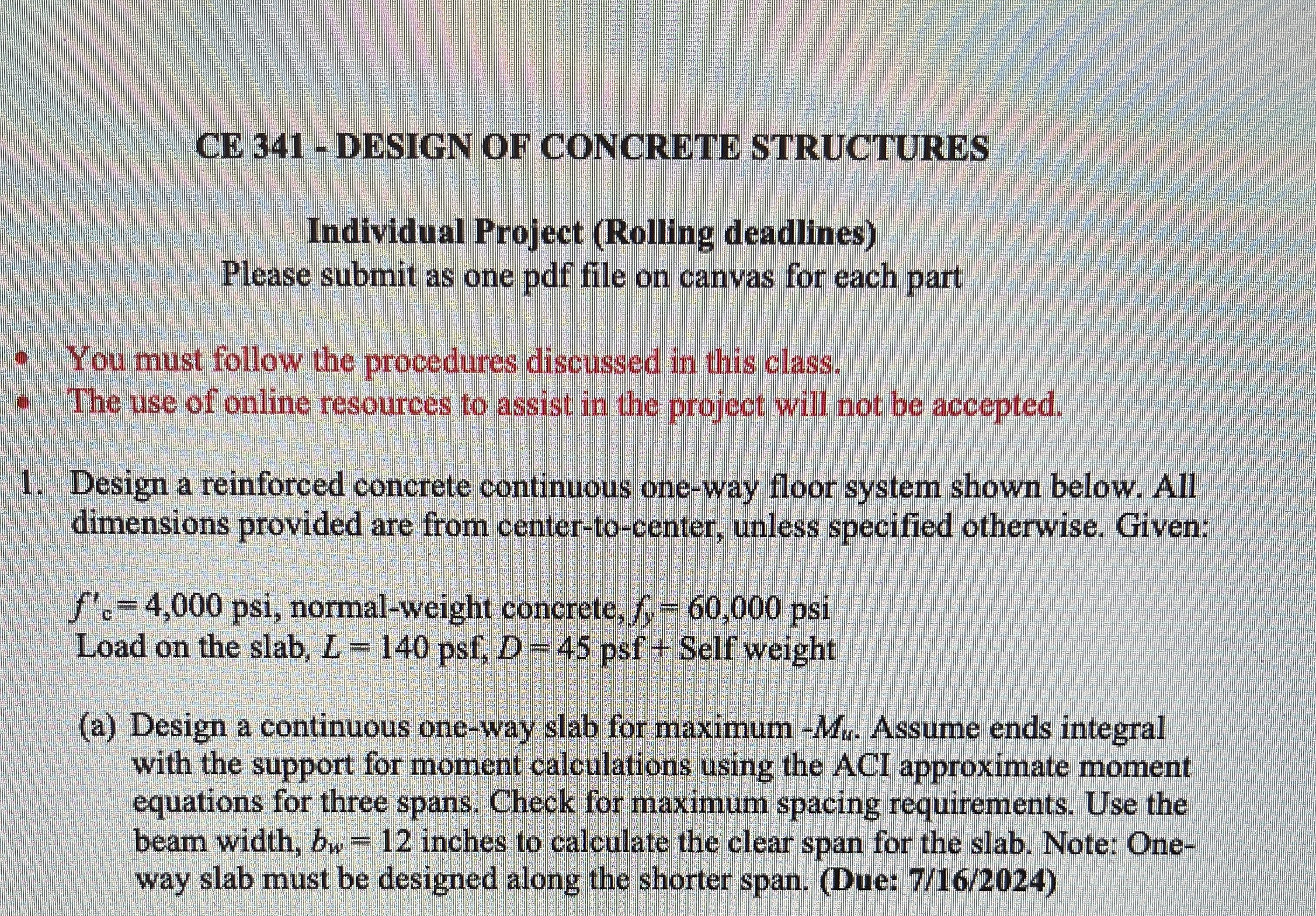 CE 3 4 1 - DESIGN OF CONCRETE STRUCTURES
