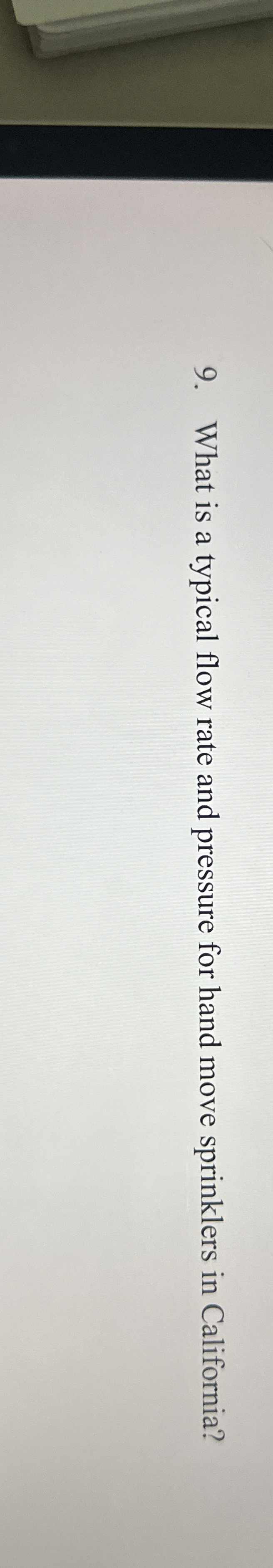 What is a typical flow rate and pressure for hand