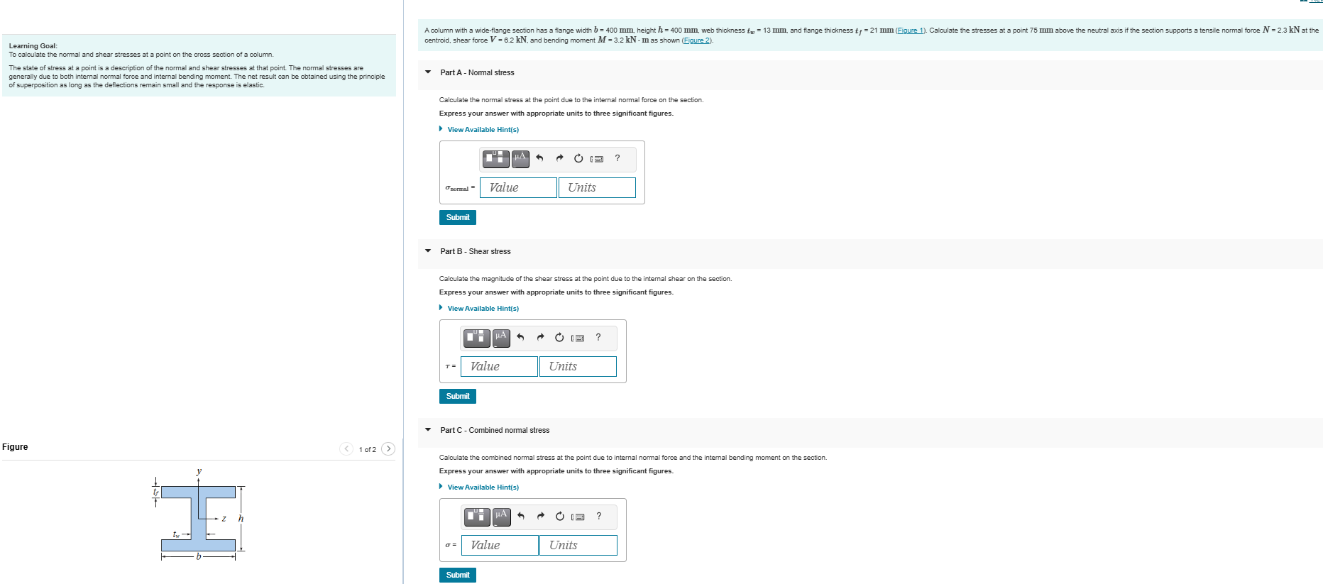 centroid, shear force \ ( V = 6 . 2 \ mathrm { kN